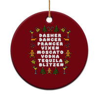 Funny Drinking Christmas Ceramic Ornament Merry Christmas Dasher Dancer Prancer Vixen - Wonder Print Shop