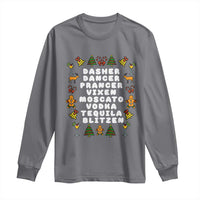Funny Drinking Christmas Long Sleeve Shirt Merry Christmas Dasher Dancer Prancer Vixen - Wonder Print Shop