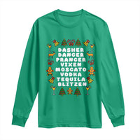 Funny Drinking Christmas Long Sleeve Shirt Merry Christmas Dasher Dancer Prancer Vixen - Wonder Print Shop