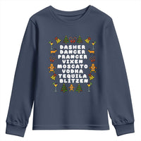 Funny Drinking Christmas Youth Sweatshirt Merry Christmas Dasher Dancer Prancer Vixen - Wonder Print Shop