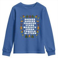 Funny Drinking Christmas Youth Sweatshirt Merry Christmas Dasher Dancer Prancer Vixen - Wonder Print Shop