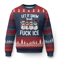 Anti ICE Xmas Ugly Christmas Sweater Funny Snowman Cute Finger Let It Snow Funny FDT - Wonder Print Shop