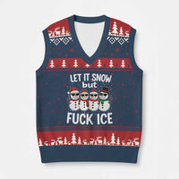 Anti ICE Xmas V-Neck Knit Sweater Vest Funny Snowman Cute Finger Let It Snow Funny FDT - Wonder Print Shop