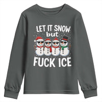 Anti ICE Christmas Youth Sweatshirt Funny Snowman Cute Finger Let It Snow Funny FDT - Wonder Print Shop