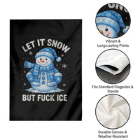 Anti ICE Christmas Garden Flag Retro Blue Snowman Let It Snow But Fuck Ice - Wonder Print Shop