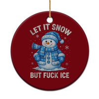 Anti ICE Christmas Ceramic Ornament Retro Blue Snowman Let It Snow But Fuck Ice - Wonder Print Shop