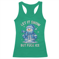 Anti ICE Christmas Racerback Tank Top Retro Blue Snowman Let It Snow But Fuck Ice - Wonder Print Shop