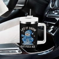 Anti ICE Christmas Tumbler With Handle Retro Blue Snowman Let It Snow But Fuck Ice - Wonder Print Shop