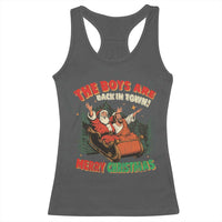 The Boys Are Back in Town Christmas Racerback Tank Top Funny Santa Jesus - Wonder Print Shop