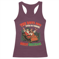 The Boys Are Back in Town Christmas Racerback Tank Top Funny Santa Jesus - Wonder Print Shop