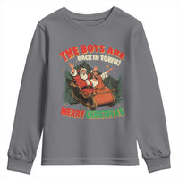 The Boys Are Back in Town Christmas Youth Sweatshirt Funny Santa Jesus - Wonder Print Shop