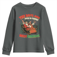 The Boys Are Back in Town Christmas Youth Sweatshirt Funny Santa Jesus - Wonder Print Shop