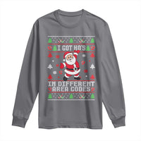 Funny Santa Ugly Christmas Long Sleeve Shirt I Got Hos in Different Area Codes - Wonder Print Shop