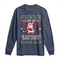 Funny Santa Ugly Christmas Long Sleeve Shirt I Got Hos in Different Area Codes - Wonder Print Shop