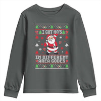 Funny Santa Ugly Christmas Youth Sweatshirt I Got Hos in Different Area Codes - Wonder Print Shop
