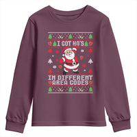 Funny Santa Ugly Christmas Youth Sweatshirt I Got Hos in Different Area Codes - Wonder Print Shop