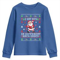 Funny Santa Ugly Christmas Youth Sweatshirt I Got Hos in Different Area Codes - Wonder Print Shop