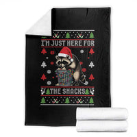 Funny Raccoon Ugly Christmas Throw Blanket I'm Just Here for The Snacks Cute Trash Panda - Wonder Print Shop