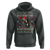Funny Raccoon Ugly Christmas Hoodie I'm Just Here for The Snacks Cute Trash Panda - Wonder Print Shop