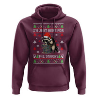 Funny Raccoon Ugly Christmas Hoodie I'm Just Here for The Snacks Cute Trash Panda - Wonder Print Shop