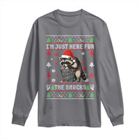 Funny Raccoon Ugly Christmas Long Sleeve Shirt I'm Just Here for The Snacks Cute Trash Panda - Wonder Print Shop