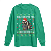 Funny Raccoon Ugly Christmas Long Sleeve Shirt I'm Just Here for The Snacks Cute Trash Panda - Wonder Print Shop