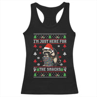 Funny Raccoon Ugly Christmas Racerback Tank Top I'm Just Here for The Snacks Cute Trash Panda - Wonder Print Shop