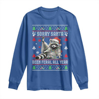 Funny Raccoon Ugly Christmas Long Sleeve Shirt Cute Trash Panda Sorry Santa Been Feral All Year - Wonder Print Shop
