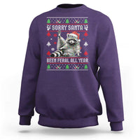 Funny Raccoon Ugly Christmas Sweatshirt Cute Trash Panda Sorry Santa Been Feral All Year - Wonder Print Shop