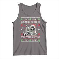 Funny Raccoon Ugly Christmas Tank Top Cute Trash Panda Sorry Santa Been Feral All Year - Wonder Print Shop