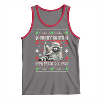 Funny Raccoon Ugly Christmas Tank Top Cute Trash Panda Sorry Santa Been Feral All Year - Wonder Print Shop