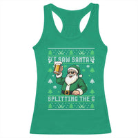 Funny Santa Ugly Christmas Racerback Tank Top Drinking Beer Splitting G Inappropriate Adult Humor - Wonder Print Shop