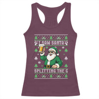 Funny Santa Ugly Christmas Racerback Tank Top Drinking Beer Splitting G Inappropriate Adult Humor - Wonder Print Shop