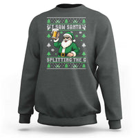 Funny Santa Ugly Christmas Sweatshirt Drinking Beer Splitting G Inappropriate Adult Humor - Wonder Print Shop