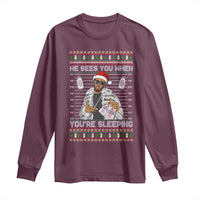 Funny Christmas Diddy Long Sleeve Shirt Diddy Sees You When Youre Sleeping Ugly Xmas - Wonder Print Shop