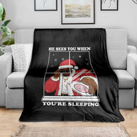 Funny Christmas Diddy Throw Blanket He Sees You When Youre Sleeping Dirty Ugly Xmas - Wonder Print Shop