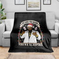 Funny Christmas Diddy Throw Blanket He Sees You When Youre Sleeping Dirty Xmas Lights - Wonder Print Shop