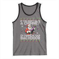 Funny Inappropriate Christmas Tank Top Santa If You Dont Have A Chimney Im Coming In Your Backdoor - Wonder Print Shop