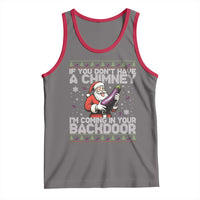 Funny Inappropriate Christmas Tank Top Santa If You Dont Have A Chimney Im Coming In Your Backdoor - Wonder Print Shop