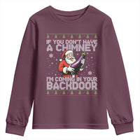Funny Inappropriate Christmas Youth Sweatshirt Santa If You Dont Have A Chimney Im Coming In Your Backdoor - Wonder Print Shop