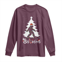 Bigfoot Christmas Long Sleeve Shirt Santa Bigfoot Xmas Tree Funny Sasquatch Yeti - Wonder Print Shop
