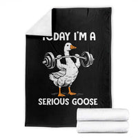 Funny Goose Weight Lifting Throw Blanket Today Im A Serious Goose Weightlifter Gym Workout - Wonder Print Shop