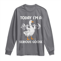 Funny Goose Weight Lifting Long Sleeve Shirt Today Im A Serious Goose Weightlifter Gym Workout - Wonder Print Shop