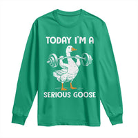 Funny Goose Weight Lifting Long Sleeve Shirt Today Im A Serious Goose Weightlifter Gym Workout - Wonder Print Shop