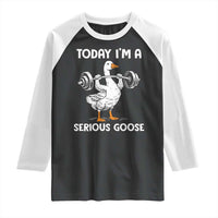 Funny Goose Weight Lifting Raglan Shirt Today Im A Serious Goose Weightlifter Gym Workout - Wonder Print Shop