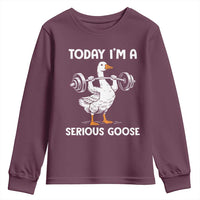 Funny Goose Weight Lifting Youth Sweatshirt Today Im A Serious Goose Weightlifter Gym Workout - Wonder Print Shop