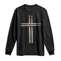 Christian Drummer Long Sleeve Shirt Drumstick Cross Rock Music Lover Gift - Wonder Print Shop