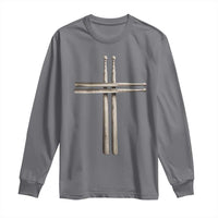 Christian Drummer Long Sleeve Shirt Drumstick Cross Rock Music Lover Gift - Wonder Print Shop