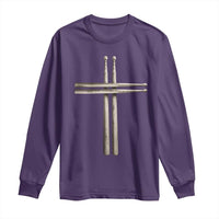 Christian Drummer Long Sleeve Shirt Drumstick Cross Rock Music Lover Gift - Wonder Print Shop