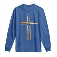 Christian Drummer Long Sleeve Shirt Drumstick Cross Rock Music Lover Gift - Wonder Print Shop